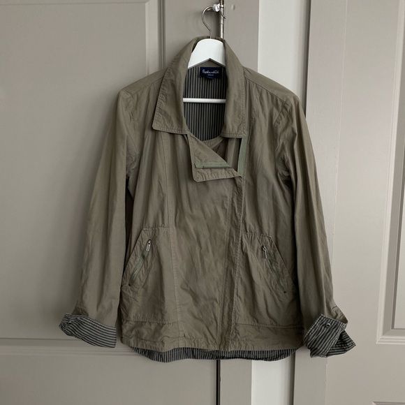 Splendid Women's Palomar Poplin Jacket Army Green Utility Moto Jacket Size M